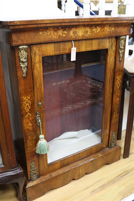 A Victorian walnut and marquetry pier cabinet, H.104cm